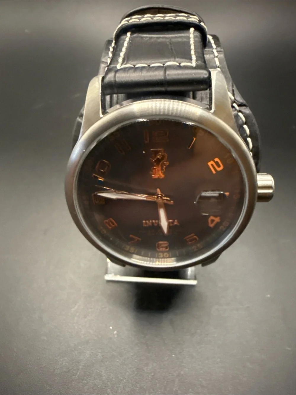 Invicta Men's Watch I-Force Quartz Blue Dial Steel Case Brown Strap New Battery